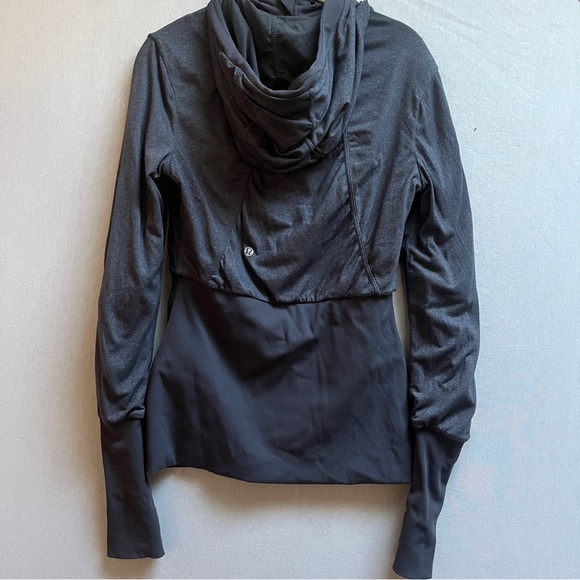 Lululemon Reversible Dance Studio Charcoal Grey Full Zip Jacket Size 8 - Picture 3 of 13